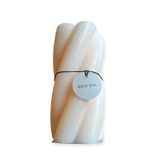 NWT West Elm Chunky Twist Pillar Candle, Ivory, 3” x 6”